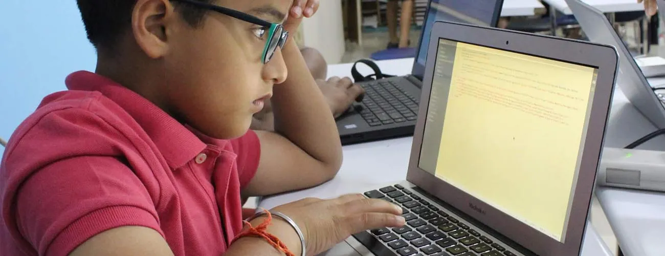 Student in a CodingChamp Python class